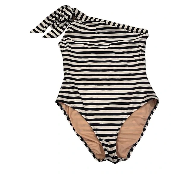 J. Crew One-shoulder One-piece Swimsuit in Classic Stripe Nautical Coastal Sz 6 - Picture 3 of 9